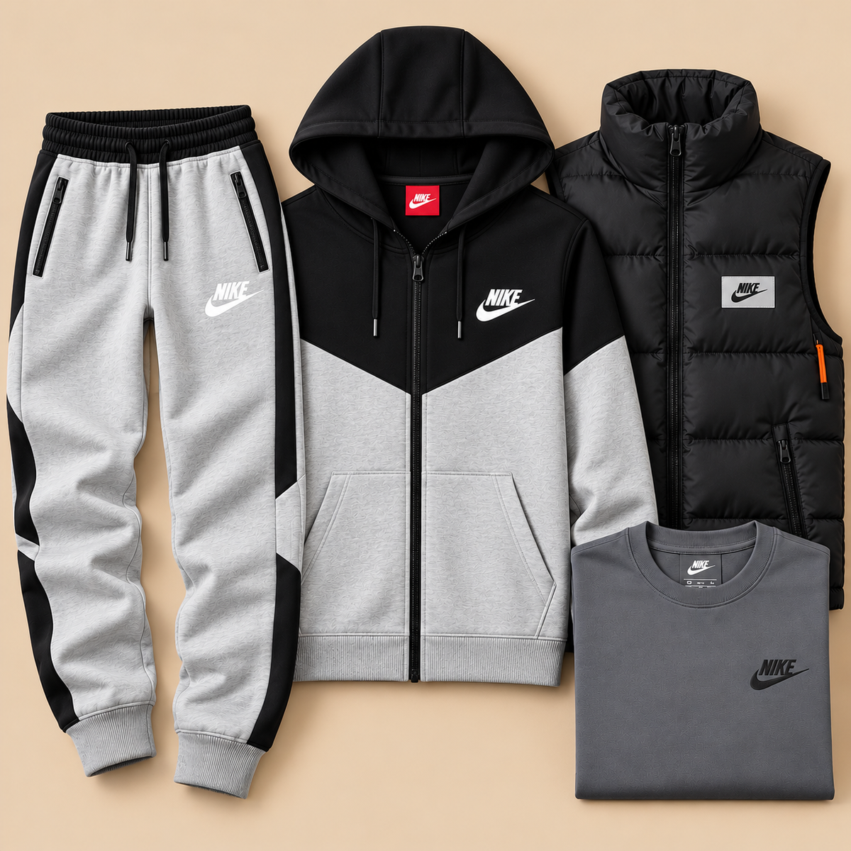 Monochrome Fleece Four-Piece Set