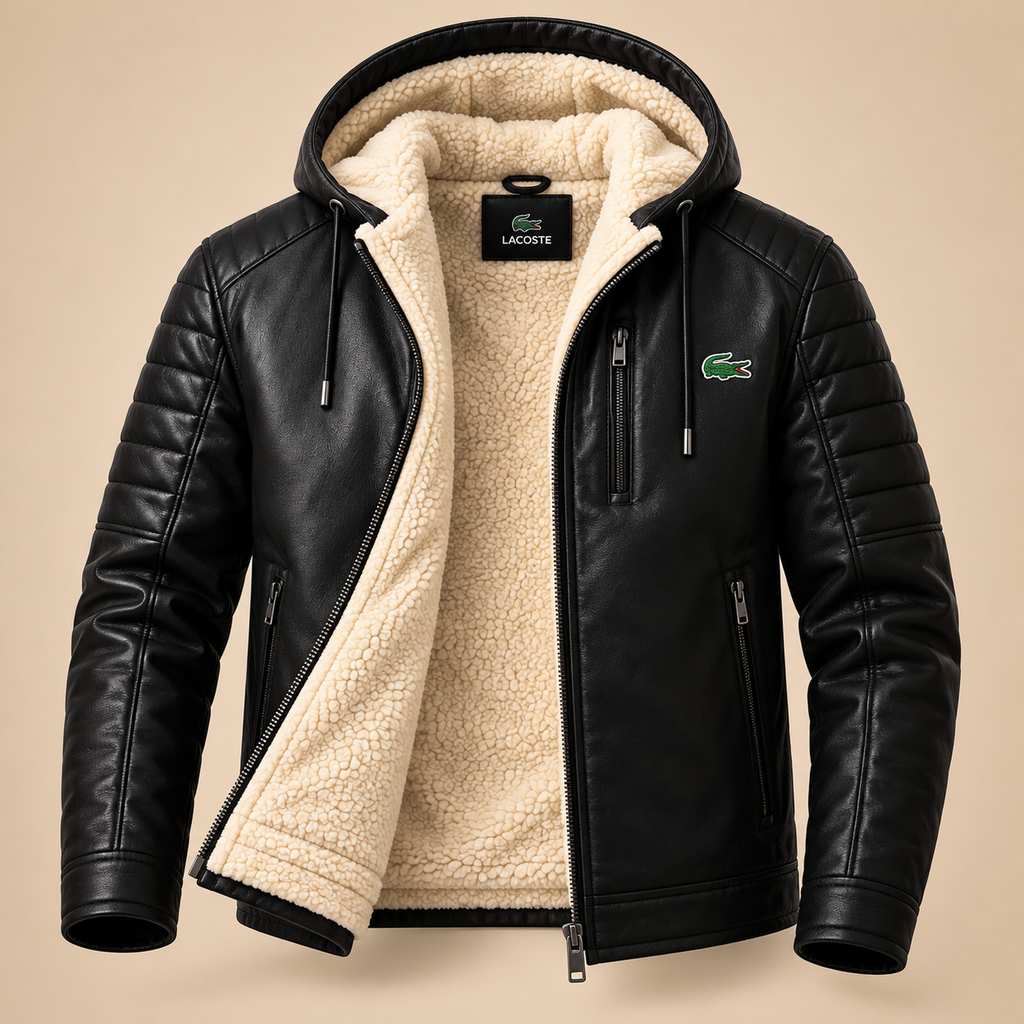 Sherpa Noir Hooded Leather Jacket