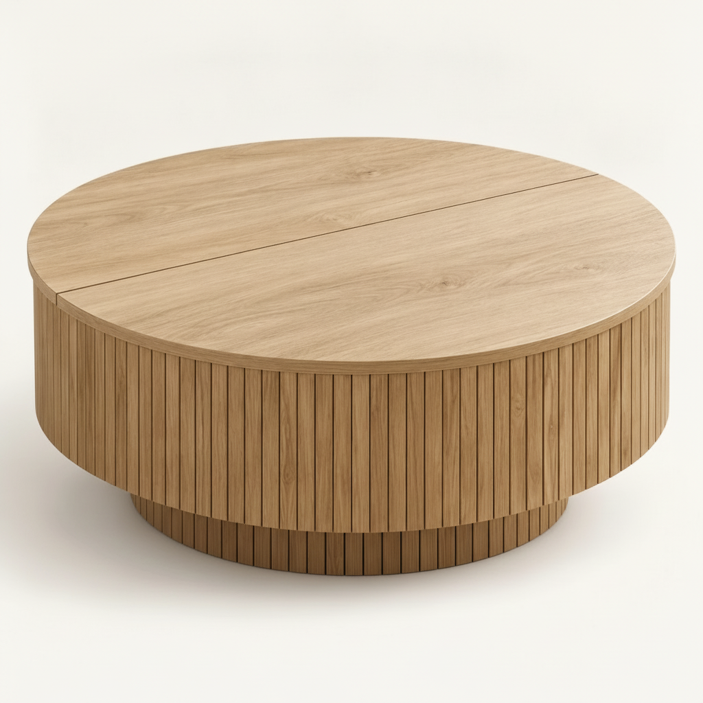 Fluted Oak Lift Table