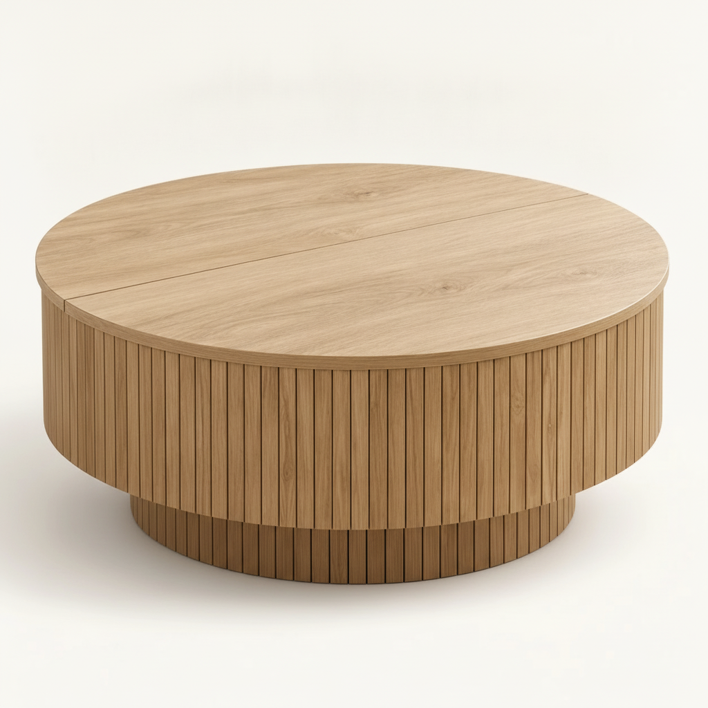 Fluted Oak Lift Table