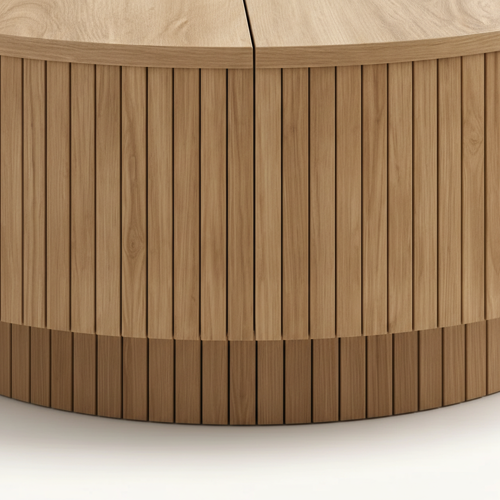 Fluted Oak Lift Table