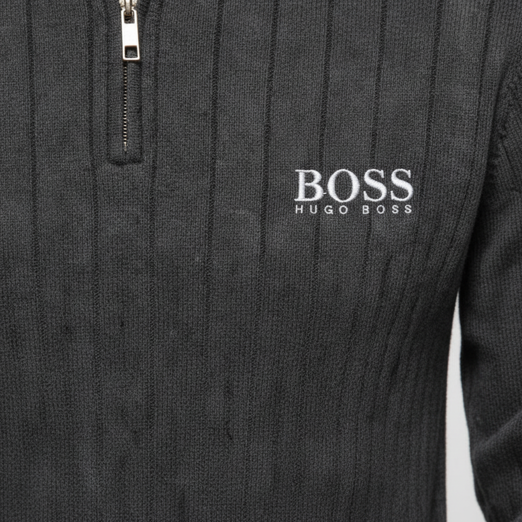 Ridged Half-Zip Knit