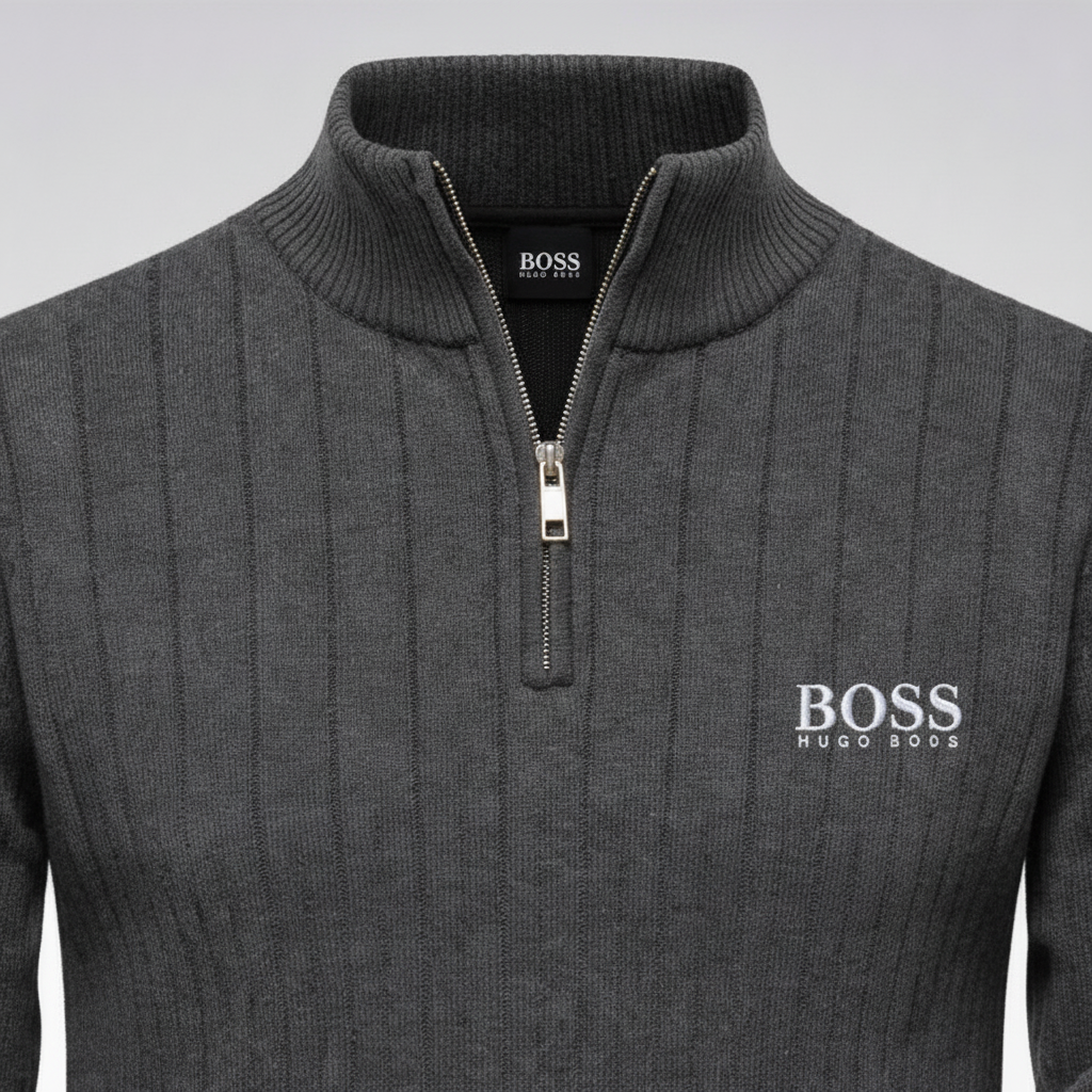 Ridged Half-Zip Knit