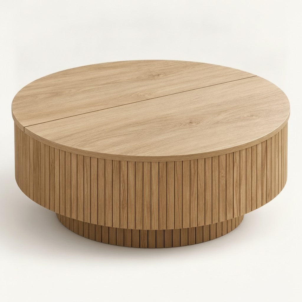 Fluted Oak Lift Table