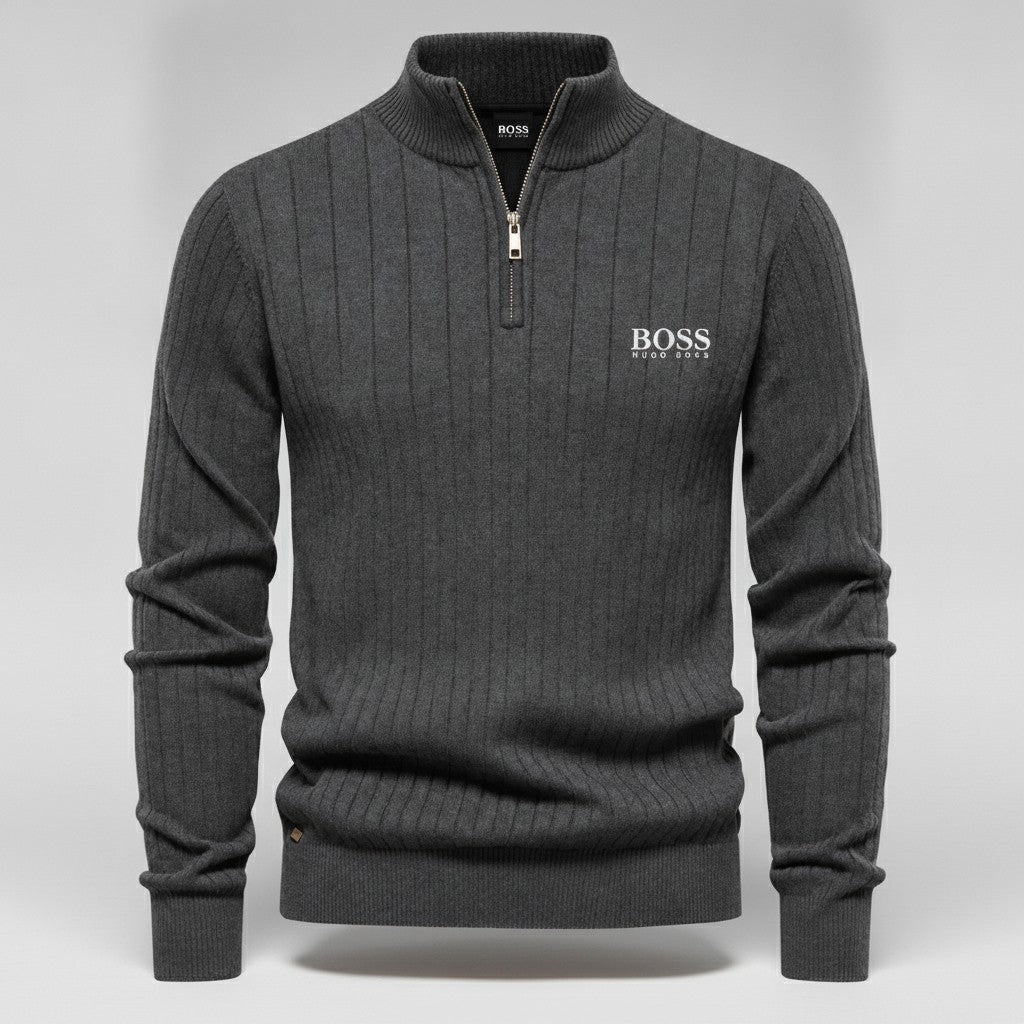 Ridged Half-Zip Knit