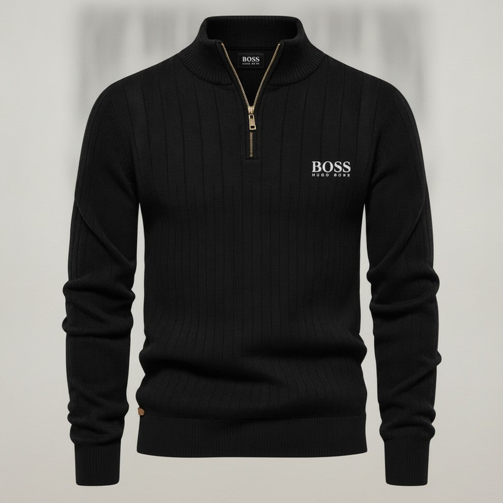 Ridged Half-Zip Knit