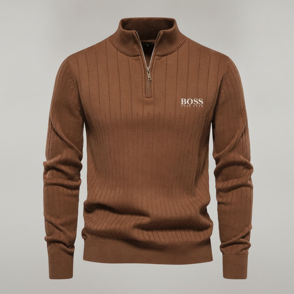 Ridged Half-Zip Knit