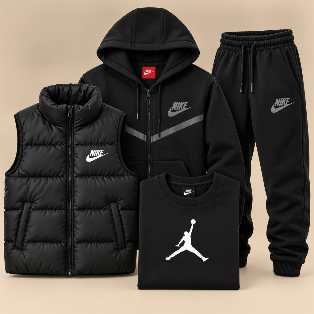 Monochrome Fleece Four-Piece Set
