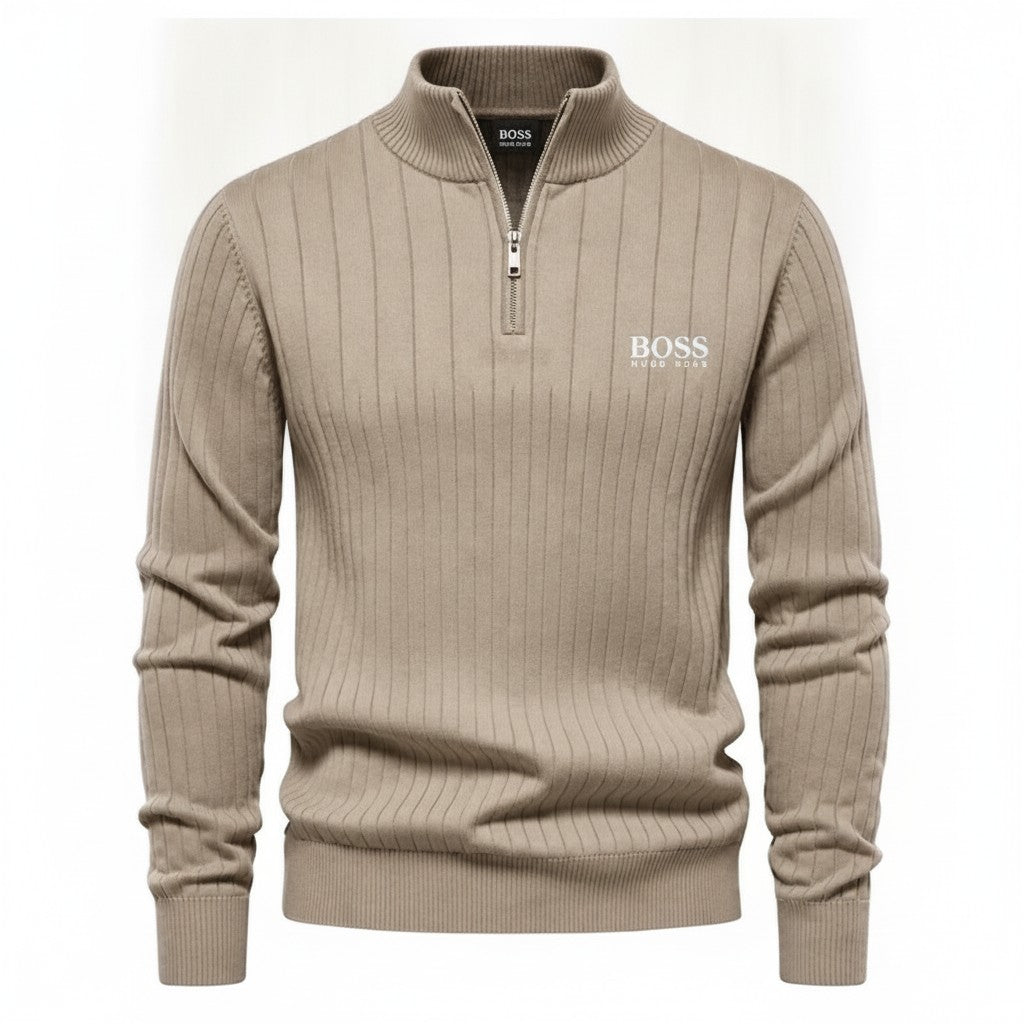 Ridged Half-Zip Knit