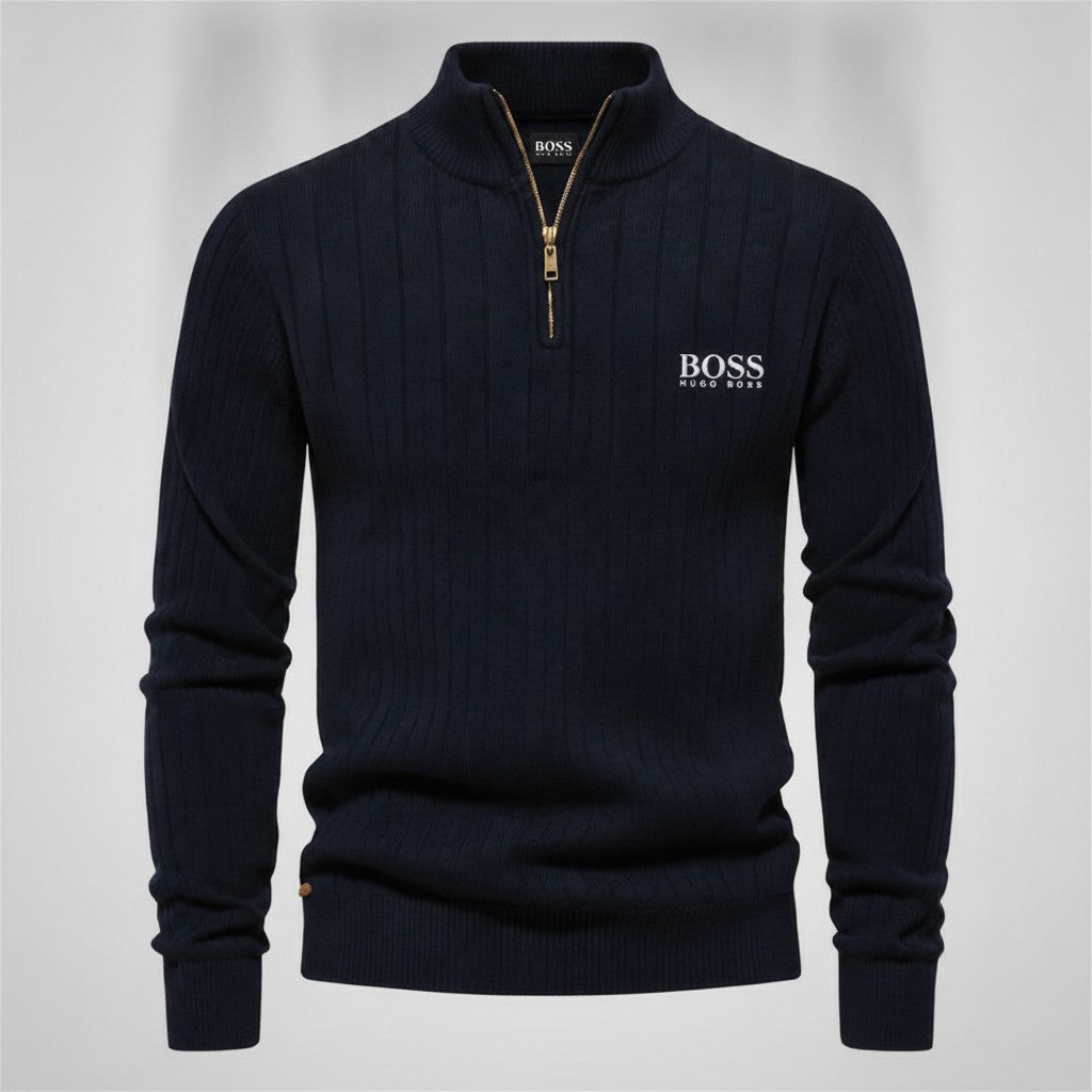 Ridged Half-Zip Knit