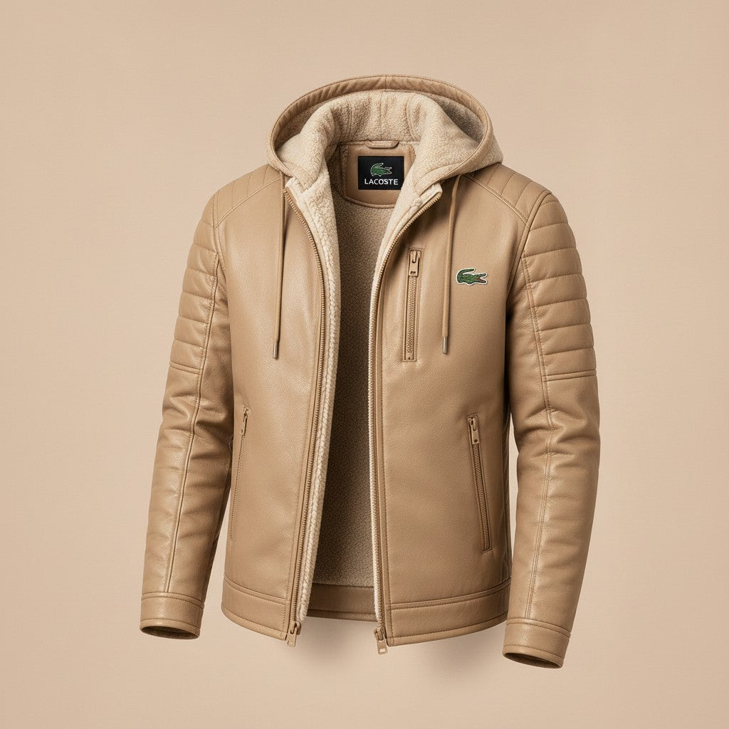 Sherpa Noir Hooded Leather Jacket