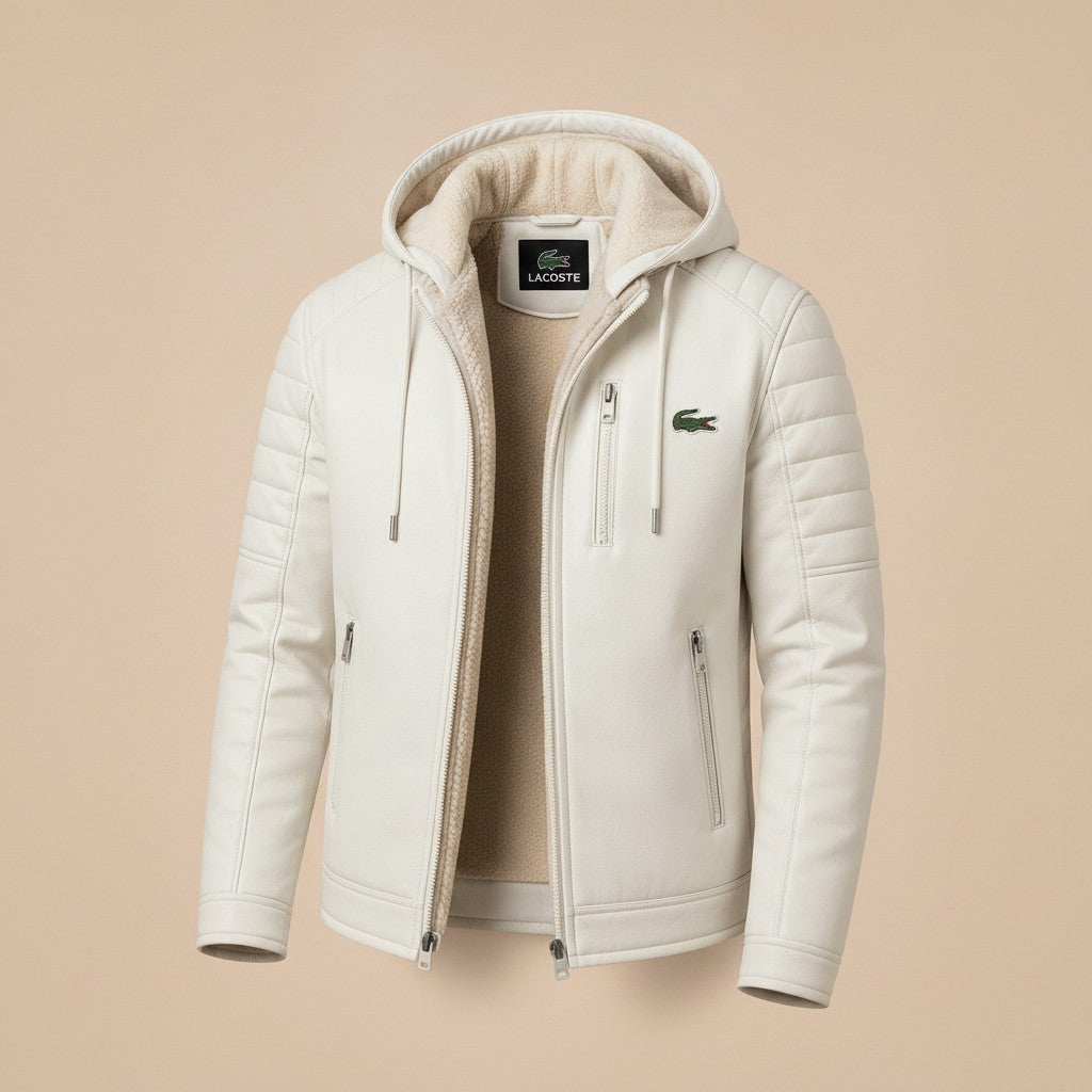 Sherpa Noir Hooded Leather Jacket
