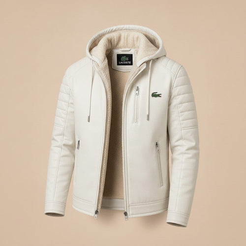 Sherpa Noir Hooded Leather Jacket